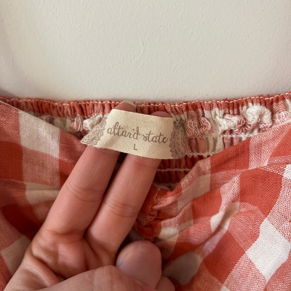 Altar’d State Orange Gingham Cotton Linen Blend Dress - Picture 4 of 6